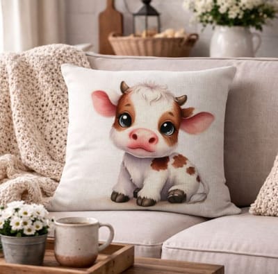 Canvas Happy Cow Collection kussenhoes - 45x45 cm