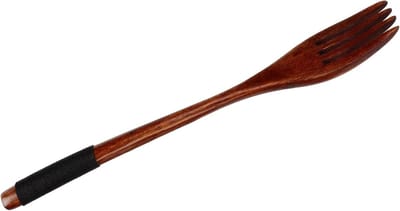 Vintage Houten Tafelvork - Lange Bruine Eetvork voor Keuken, Restaurant en Barbecue - Vaatwasserbestendig en Ideaal voor Feestjes