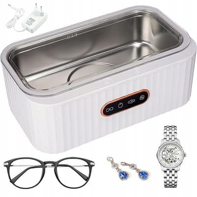 400ml Ultrasoonreiniger - 45000Hz Hoge frequentie - 4 reinigingsstanden - 360° krachtige reiniging - 15W - Wit - Geschikt voor het reinigen van brillen, beugels en sieraden