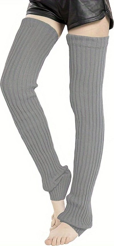 Nivard Beenwarmers - Dames - Overknee - Ballet - Wol - Kniekousen - Leg Warmers - Warm - Winter - Effen - Grijs