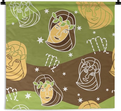 Wandkleed - Wanddoek - Virgo - Zodiac - Patroon - 90x90 cm - Wandtapijt