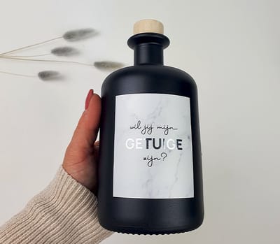Getuige vragen - LEGE - zwarte glazen fles - Wil je mijn getuige zijn - Getuige vragen - Getuigen vragen huwelijk - getuige vragen cadeau