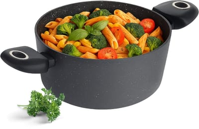 Lomera Braadpan 28 CM - Geschikt voor Inductie - PFOA-vrij - Krasvaste Marmer Coating - Gesmeed Aluminium - Vaatwasmachine Bestendig - Gezond Koken - Geen Lood Of Cadmium - Duurzame Coating - Alle Warmtebronnen