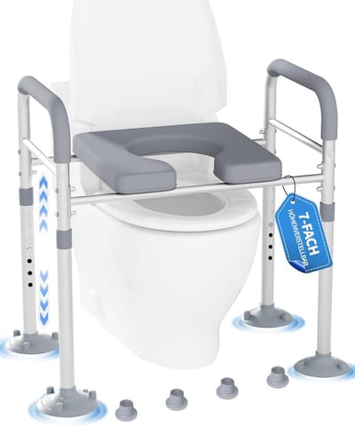 Verhoogde Toiletbril met Armleuningen voor Volwassenen – In Hoogte Verstelbaar en Universeel
