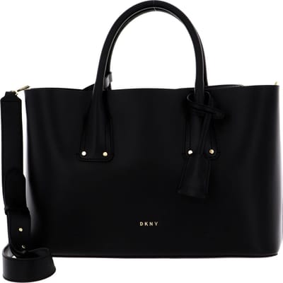 DKNY Leren Handtas Schoudertas Megan Tote Blk / Gold Zwart