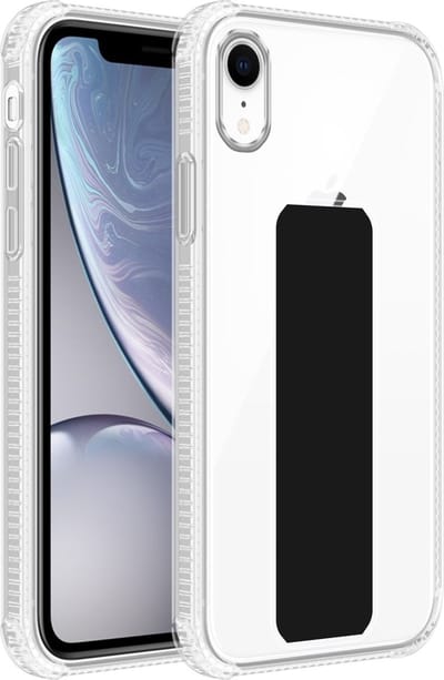 Cadorabo Hoesje geschikt voor Apple iPhone XR in ZWART - Beschermhoes gemaakt van flexibel TPU silicone Cover Case met houder en standfunctie