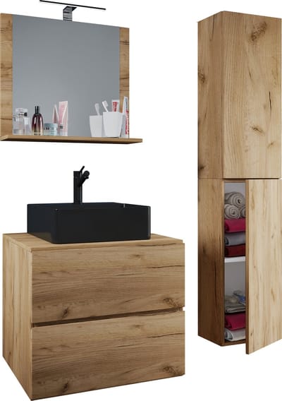 4-delig badmeubel Wastafel Badkamermeubelset Wastafel Lendas-BL Breedte 60 cm Lade