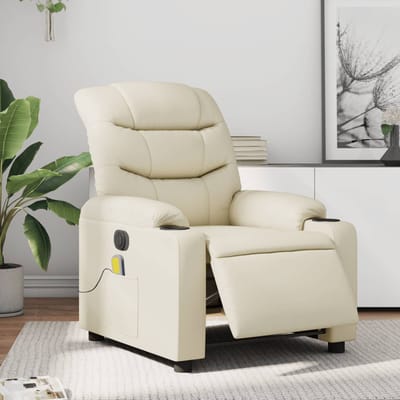 vidaXL - Massagestoel - verstelbaar - elektrisch - kunstleer - crèmekleurig
