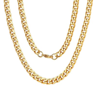 Fako Bijoux® - Schakelketting Staal - Cubaanse Schakel Ketting - RVS - Gourmette - Cuban Link - 7.5mm - 55cm - Goudkleurig