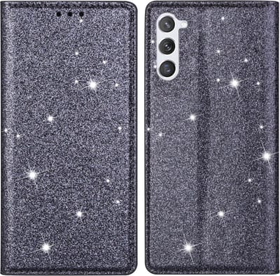 Coverup Hoesje - Geschikt voor Samsung Galaxy S24 Hoesje - Coverup Glitter Book Case - Grijs