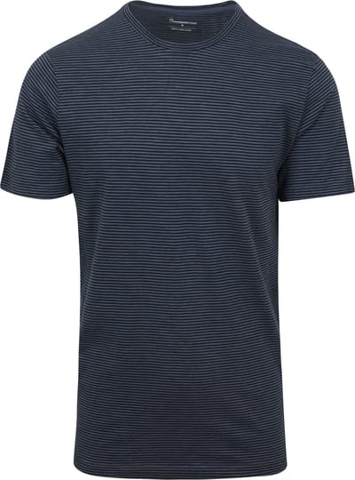 KnowledgeCotton Apparel T-shirt Strepen Donkerblauw (navy) - Maat XL - Heren - Casual T-shirts