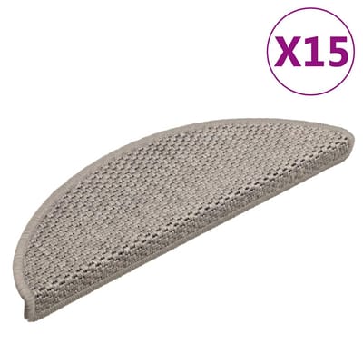 vidaXL - Trapmatten - zelfklevend - 15 - st - sisal-look - 56x17x3cm - zilverkleurig