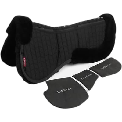 LeMieux Merino+ ProSorb 3 Pocket Zadelonderlegger Aanpasbaar Full Zwart/Naturel