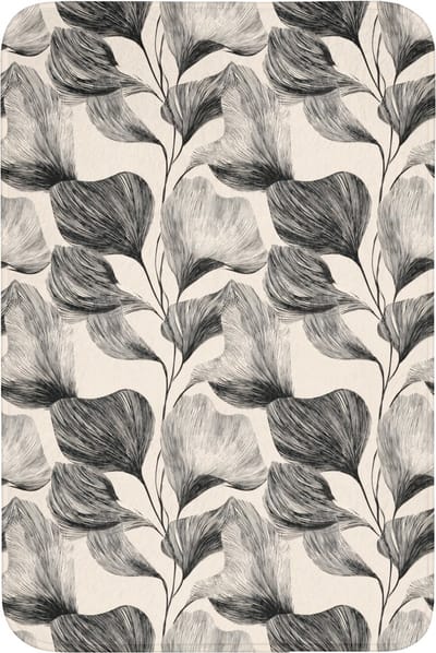 Badmat 60x90 cm - Antislip - Botanisch - Bladeren - Zwart - Badmatten voor badkamer - Badkamermat - Douchemat - Badkamer mat