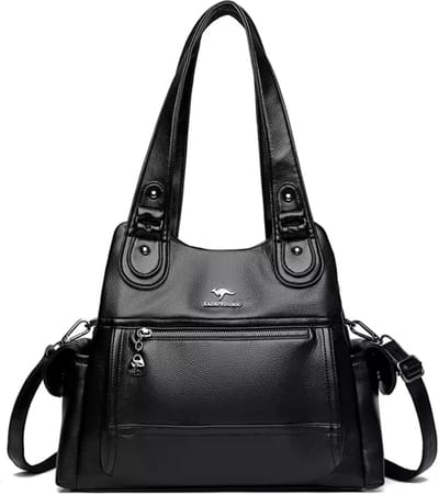 N3 Collecties Designer Crossbody Grote Capaciteit PU Leren Schoudertas voor Dames-Zwart