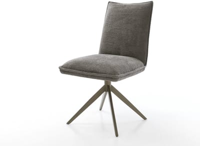 Eetkamerstoel Lelio-Flex kruisframe breed afwerking met titanium bouclé zacht mud 360° draaibaar rocker-functie pocketveer kern