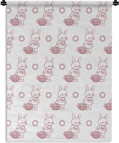 Wandkleed - Wanddoek - Konijnen - Patronen - Dieren - Cartoon - 150x200 cm - Wandtapijt