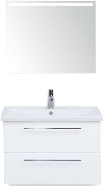 Como Badmeubelset 80 cm - Wit Hoogglans - Keramische Wastafel Wit met Sence Spiegel