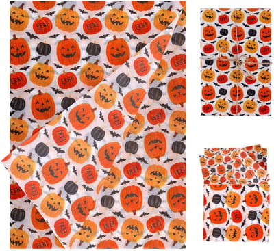 Dailygoods - Tinoaly 30 Vellen Halloween-Tissuepapier, 35x50cm Bedrukt met Pompoen Inpakpapier en Cadeaupapier voor Halloween-Feestdecoraties