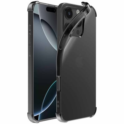 Geschikt voor iPhone 16 Pro Telefoonhoesje Doorzichtig Siliconen met Bumper Stootrand - Shockproof Back Cover Case - Zwart - ProtX