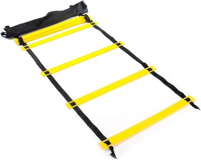 Snelheidsladder Voetbal - Fitnessladder Trainingsladder - Voetbaltraining Verbeteren - Verstelbare Sporten - Tot 10 Meter - Geel Zwart