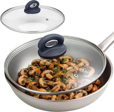 Lomera Glazen Deksel 30 CM - Deksel voor Koekenpan - Stoomgaatje Deksel - RVS Rand Deksel - Vaatwasmachine Bestendig - Loodvrij Deksel - Cadmiumvrij Deksel - PFOA-Vrij Deksel - Vervangend Deksel - Pandeksel - Pannendeksel