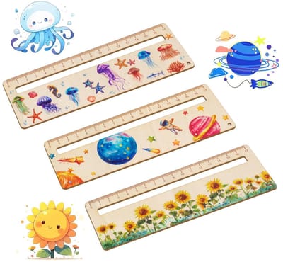 Dyslexie Leeshulpmiddelen - Leeslinialen Set - Verbeter Lezen - Natuurlijk Hout Materiaal - 18 Cm Lengte - Multicolor
