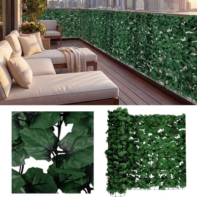 Mendler Balkonscherm N77, inkijkbescherming, windscherm, bekleding voor balkon, terras, omheining, 300 x 150 cm, bladeren, donker