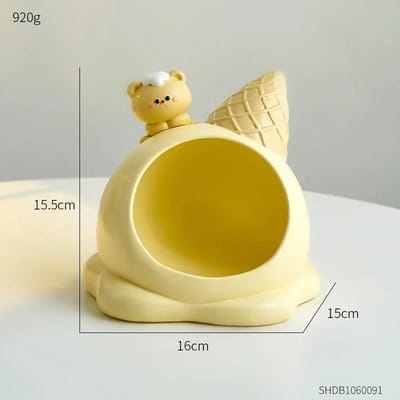 Décor de Rangement Créatif pour la Maison Résine Décor Forme Cornet de Glace Sucré Étagère à Clés de Maison Rangement Meuble à Chaussures de Porte Décoration de Maison Boîte de Rangement yellow