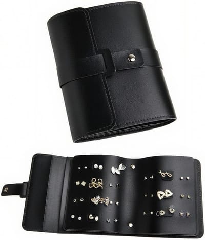Earring Storage Organizer voor Oorbellen en Sieraden - Praktische Opbergdoos voor Oorbellen, Studs en Accessoires - Draagbare PU Pencil Case voor Vrouwen en Meisjes