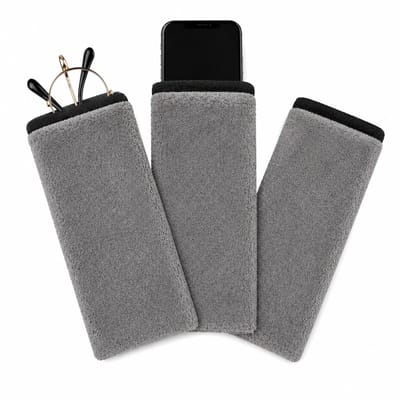 3xNanopro 2 in 1 Bril en Mobielhoesje/Poetsdoek/Schoonmaakdoek/Microvezel/Krasvrij/20x10/Grijs