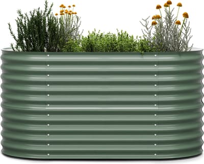 Blumfeldt High Grow verhoogd bed - Ergonomisch verhoogd bed van 1.000 liter van roestvrij galvalume staal voor groenten en kruiden, 80 cm hoog, eenvoudig te monteren, vorstbestendig - metalen verhoogd tuinbed