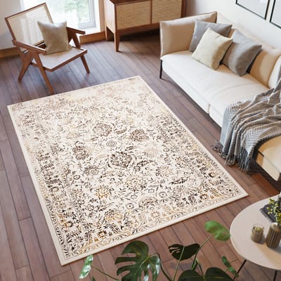 Tapiso Golden Vloerkleed Beige Klassiek Woonkamer Maat- 140x200