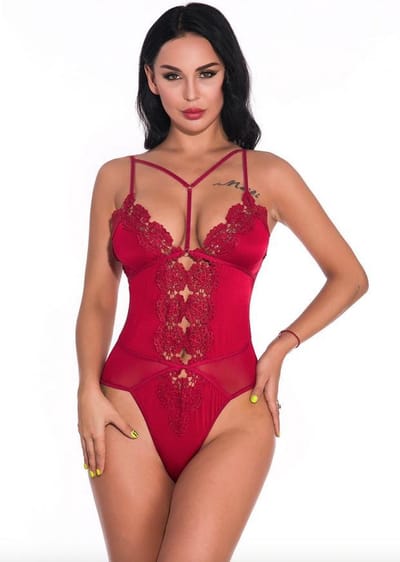 Rode kanten halter body / Fiona Red