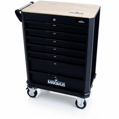 Maximus Gereedschapswagen 7 Laden – Leeg – Houten Werkblad – Quick Lock Systeem – Dubbel Kogelgelagerd – Verrijdbaar – Professioneel Opslagsysteem