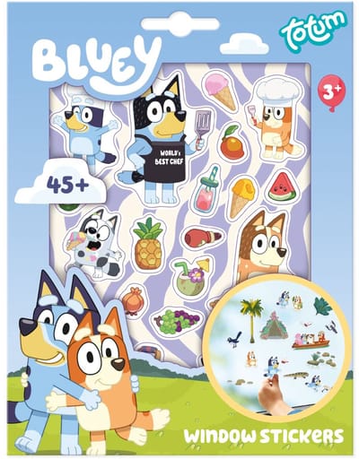 Totum Bluey raam stickers - niet permanente verplaatsbare stickers voor thuis en onderweg - educatief speelgoed junior jongens en meisjes vanaf 3 jaar