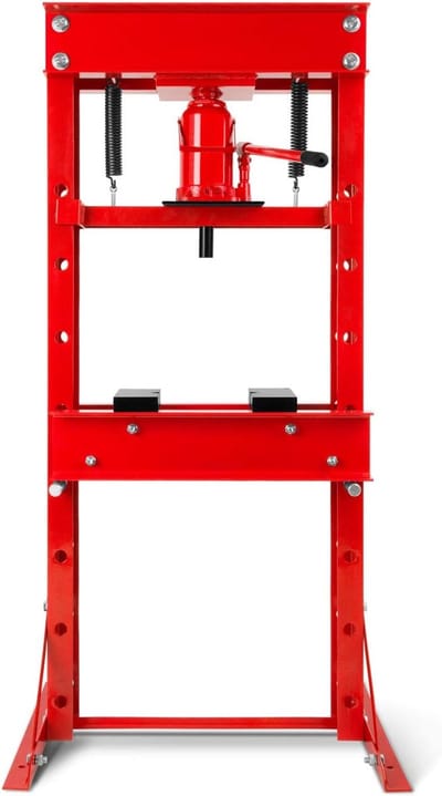 Hydraulische Pers - Werkplaatspers Machinepers - Persen en Stempelen - 7-voudig Verstelbaar - Max Werkhoogte 750mm - Rood