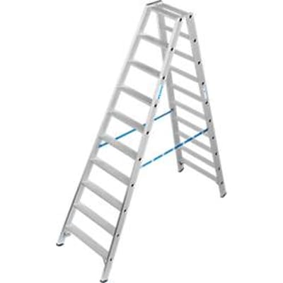 KRAUSE STABILO dubbele ladder R13 2x10 treden, 80 mm gatenpatroon zelfreinigend, sterke aluminium verbindingen, SafetyCap