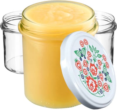 KADAX jampotten, 350 ml, diameter 82 mm, inmaakpotten met schroefdeksel, honingpotten, voorraadpotten voor paddenstoelen, jam, honing (10 stuks, folklore)