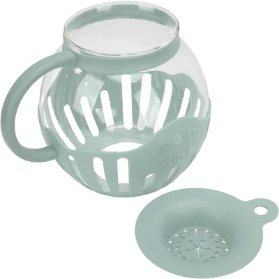 2.13L Verre Popcornière Micro-ondes Pot à Popcorn Micro-ondes à Large Ouverture avec Poignée pour Cinéma Jeu bleu