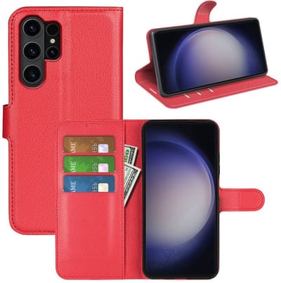 MobyDefend Hoesje - Geschikt voor Samsung Galaxy S24 Ultra - Kunstleren Wallet Book Case (Sluiting Voorkant) - Rood
