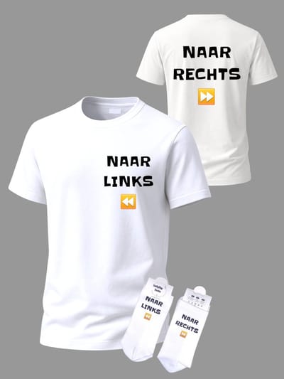 T-shirt Grappige tekst - Giftset - Naar links naar rechts - Party Shirt - Cadeau set shirt en sokken - Grappig cadeau voor vrouw en man - Verjaardag - Kerst cadeau - Festival t-shirt set - Vaderdag - Moederdag - T-shirt voor dames en heren - Maat XXL