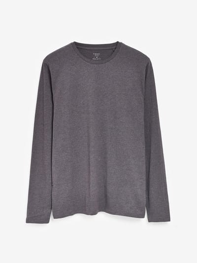 Next - Heren - T-shirt met lange mouwen en ronde hals met standaard pasvorm - Grijs