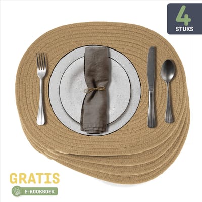 Sophie Nordinn® - Placemats Abisko - Katoen - Jute - Set 4 stuks