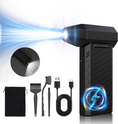 Persluchtblazer, droge luchtblazer voor pc, 3 snelheden 130.000 tpm draadloze blazer met 6000 mAh accu, LED-verlichting voor auto's, huizen, toetsenborden, pc's (T0020)