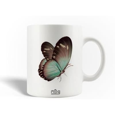 Mug en Céramique Papillon Bleu Et Marron Dessin Coloré