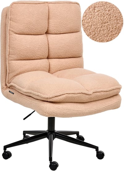 ADDISON - Bureaustoel - Perzikroze - Bouclé