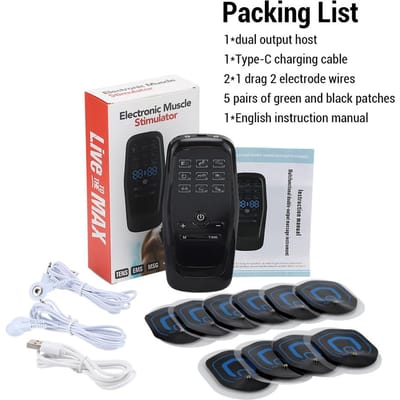 Stimulateur Musculaire TENS EMS Numérique Appareil de Physiothérapie pour Massage Corporel Amincissement et Soulagement de la Douleur white