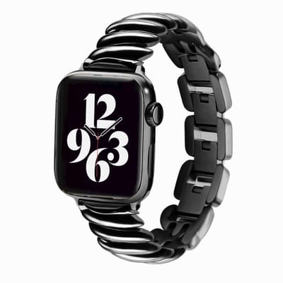 MY PROTECT - Luxe Metalen Swirl Bandje - Geschikt Voor Apple Watch Bandje - Series 1/2/3/4/5/6/7/8/9/10/SE/Ultra - 44mm - 45mm - 46mm - 49mm - Zwart