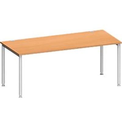 Schäfer Shop Genius bureau MODENA FLEX, 4-poots ronde buis, B 1800 x D 800 mm, beuken/blank aluminium